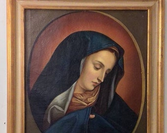 Antike Madonna mit Kind Ölgemälde: Christliches Kunstwerk