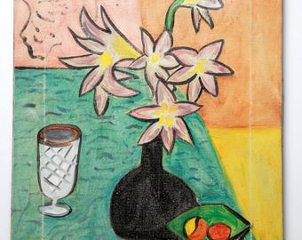 Henri Matisse „Vase und Blumen“ Ölgemälde auf Leinwand