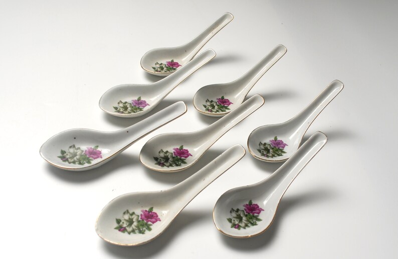 Antique Ceramic Spoon Set X 8pcs - Etsy