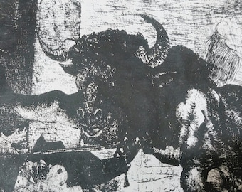 Signierter Fotodruck: Stiermotiv Picasso, 1940er Jahre