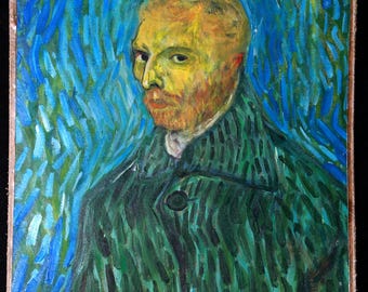 Vincent Van Gogh Oil Painting on Board Signed Vincent asylum in Saint-Rémy-de-Provence, France