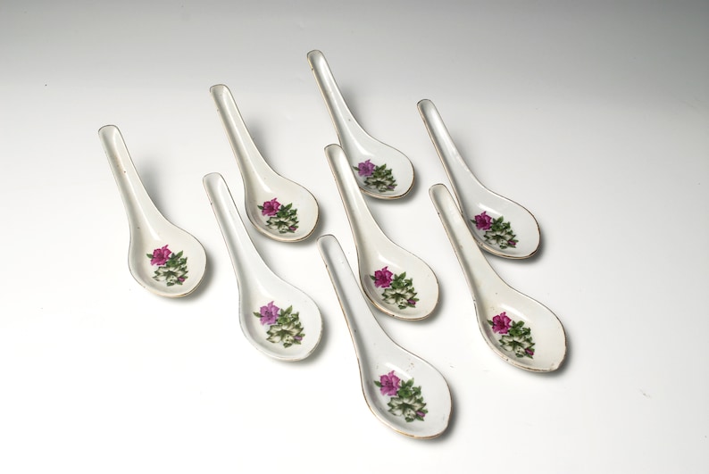 Antique Ceramic Spoon Set X 8pcs - Etsy