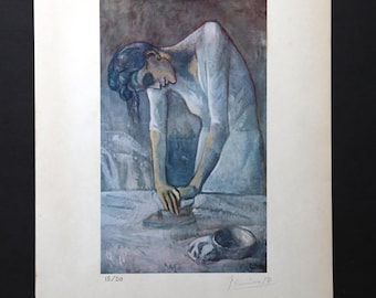 Original Print Pablo Picasso ""Frau beim Bügeln"" mit Echtheitszertifikat."