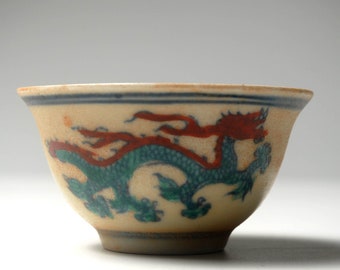 Da Ming Chinese Porcelain Dragon Cup