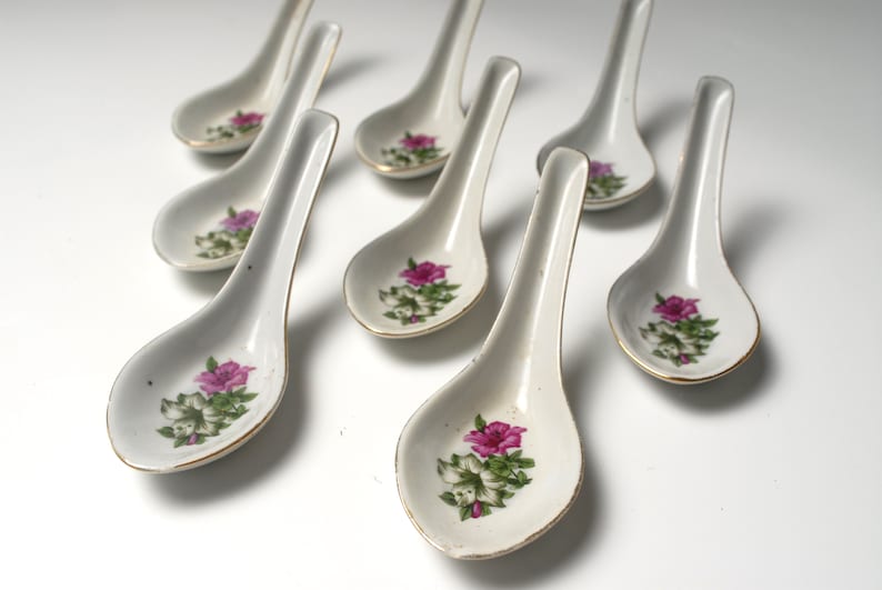 Antique Ceramic Spoon Set X 8pcs - Etsy
