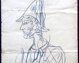 Picasso frühe Kunstzeichnung auf Papier Signiert Picasso