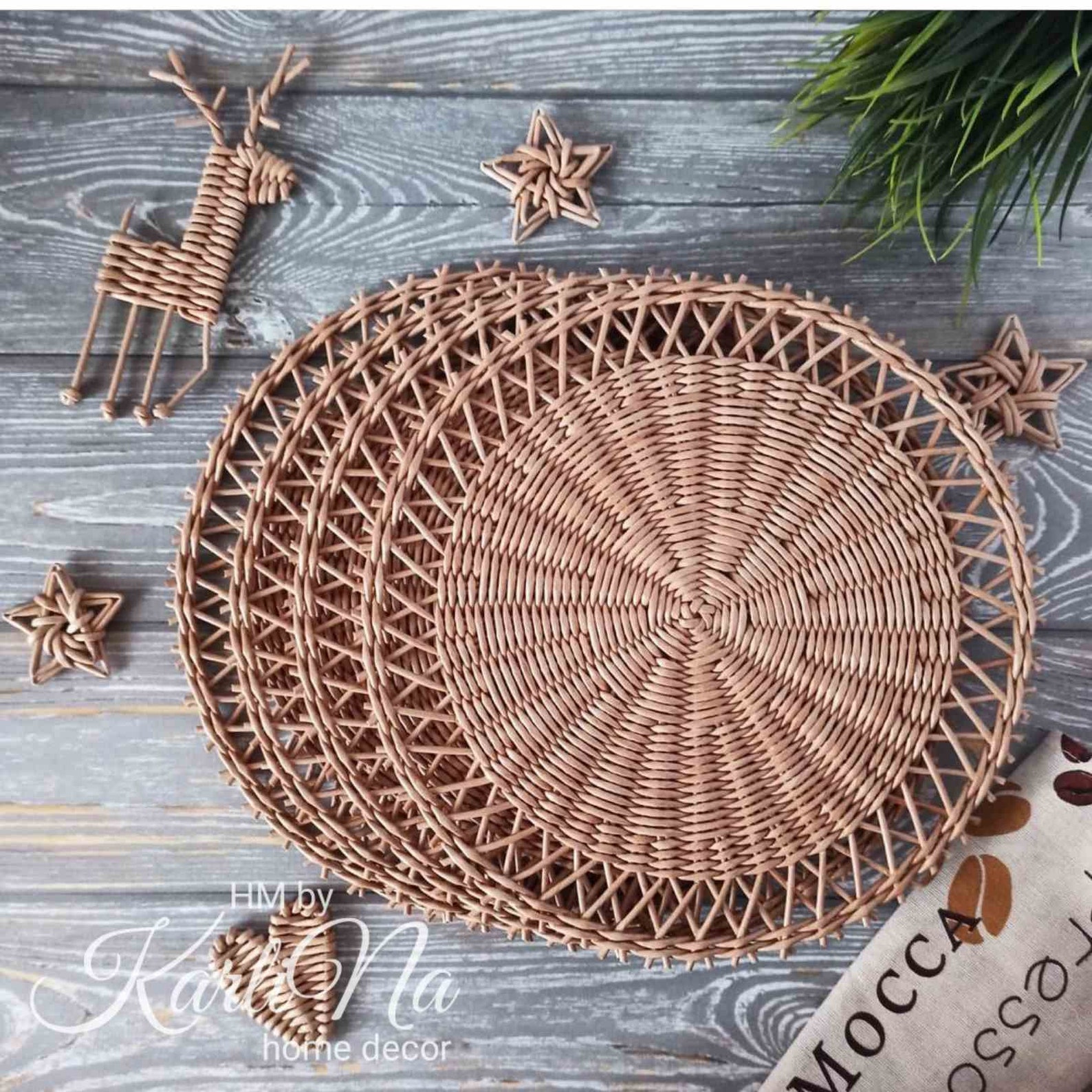 Set of 48 Wicker Plates Charger Wicker Woven Plates Plates Etsy