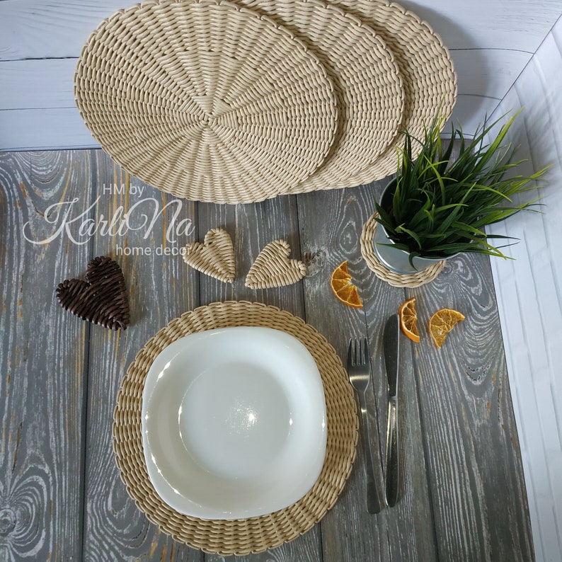 Placemats for kitchen Plates Charger Wicker Plates Plates Etsy