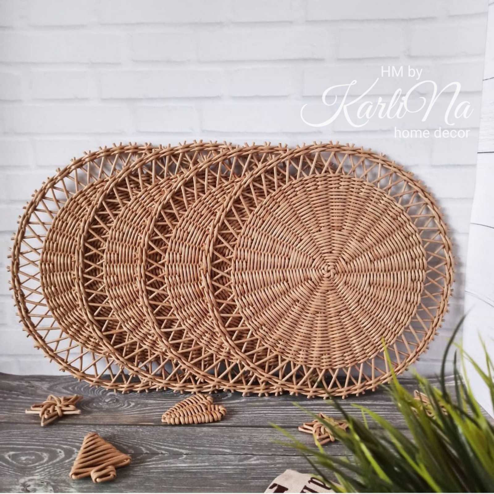 Set of 48 Wicker Plates Charger Wicker Woven Plates Plates Etsy