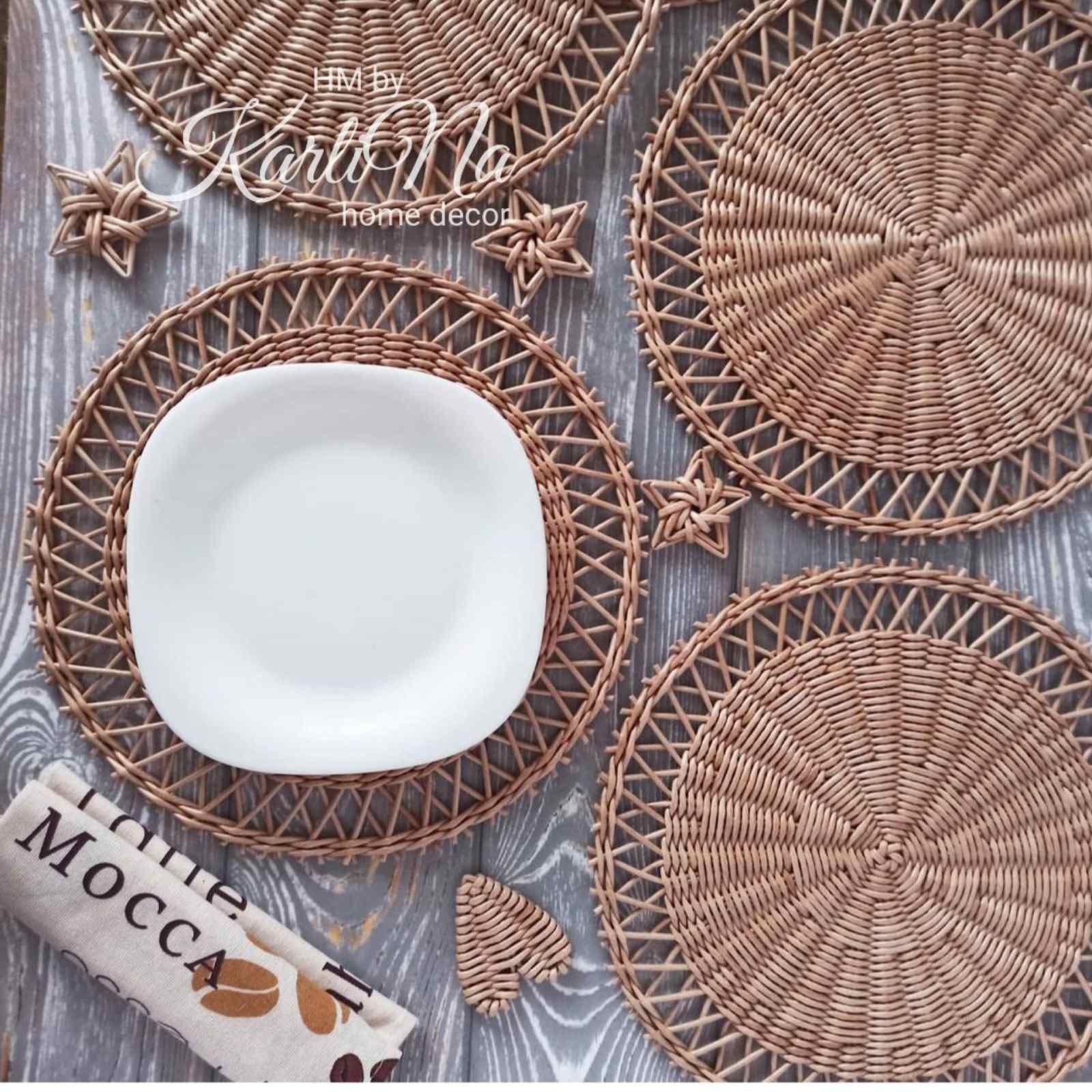 Set of 48 Wicker Plates Charger Wicker Woven Plates Plates Etsy