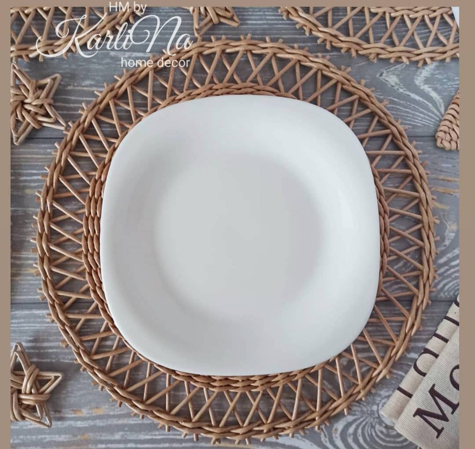 Set of 48 Wicker Plates Charger Wicker Woven Plates Plates Etsy