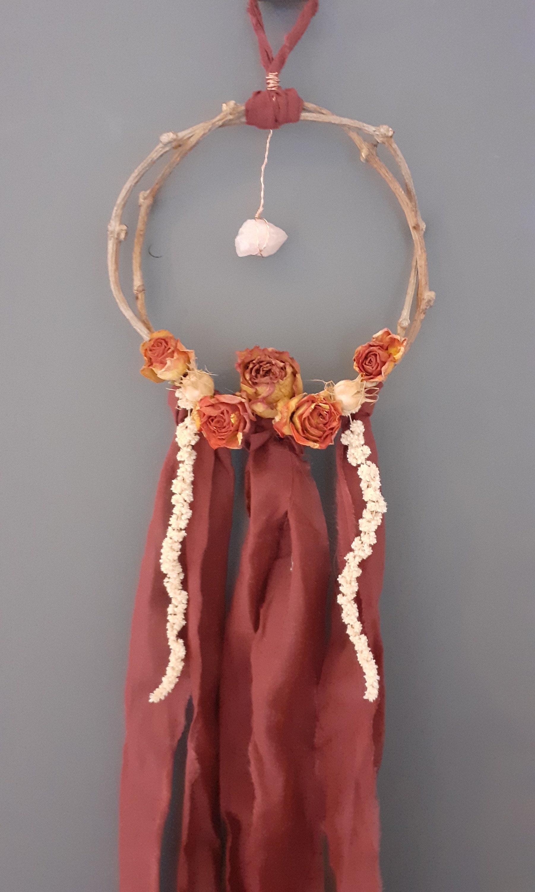 Mini Couronne de Fleurs Séchées, Tissu Et