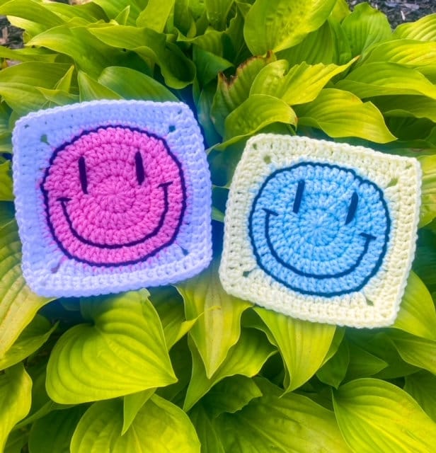 Smiley Face Crochet Granny Square Pattern–fun Crochet Motif for ...