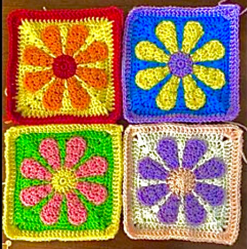 Daisy Granny Square Pattern Crochet - Etsy
