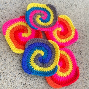 Tie-Dye Crochet Granny Square Pattern – Swirled Granny Square Design – Fun Crochet Motif – Perfect for Blankets, Pillows, and Home Decor