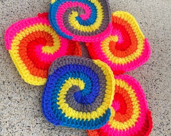 Tie-Dye Crochet Granny Square Pattern, Swirled Granny Square, Crochet Pattern