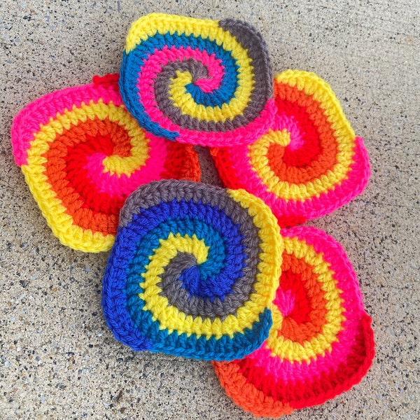 Tie-Dye Crochet Granny Square Pattern, Swirled Granny Square, Crochet Pattern