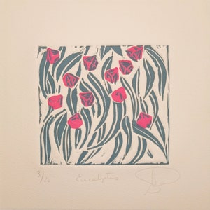 LINOPRINT - EUCALYPTUS FLOWERS