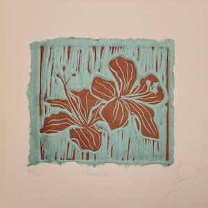 LINOPRINT - HIBISCUS FLOWERS