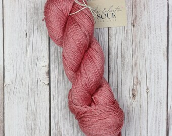 Hilo de lana reciclada rosa teñido naturalmente, mezcla de tencel, para calcetines/digitales, teñido a mano