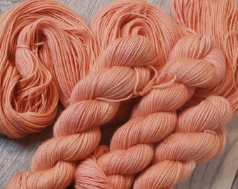 Naturally Dyed Soft Coral Peach Baby Alpaca Yarn Sport Weight