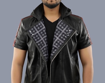Men's Yozora Inspired Black Leather Cosplay Costume Jacket Kingdom Costume