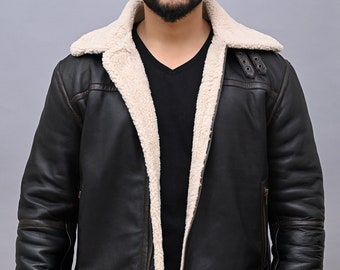 Chaqueta bomber Leon Kennedy inspirada a mano / RE 4 Kennedy Cosplay Shearling chaqueta de cuero