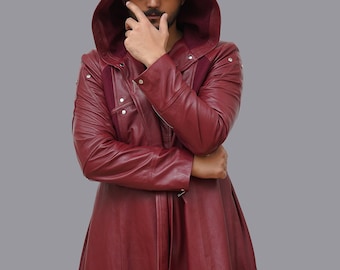 Handmade Inspired Fullmetal Red Chemist Trench Coat | Halloween Cosplay Costume Leather Jacket