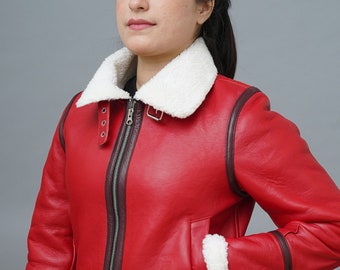 Shearling Bomber Jacket Faux Fur Leather Style - Main Image