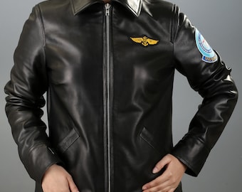 Limited Sale | Women's Handmade Kelly Gun Leather Jacket | Top Charlie Flight McGillis Black Leather Jacket | XL US Women's Size AVAILABLE