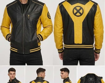 Black and Yellow 90s Wolve Cosplay Leather Jacket | Superhero Anime Inspired Costume | Cosplay Comic Jacket | Men and Women Sizes Available