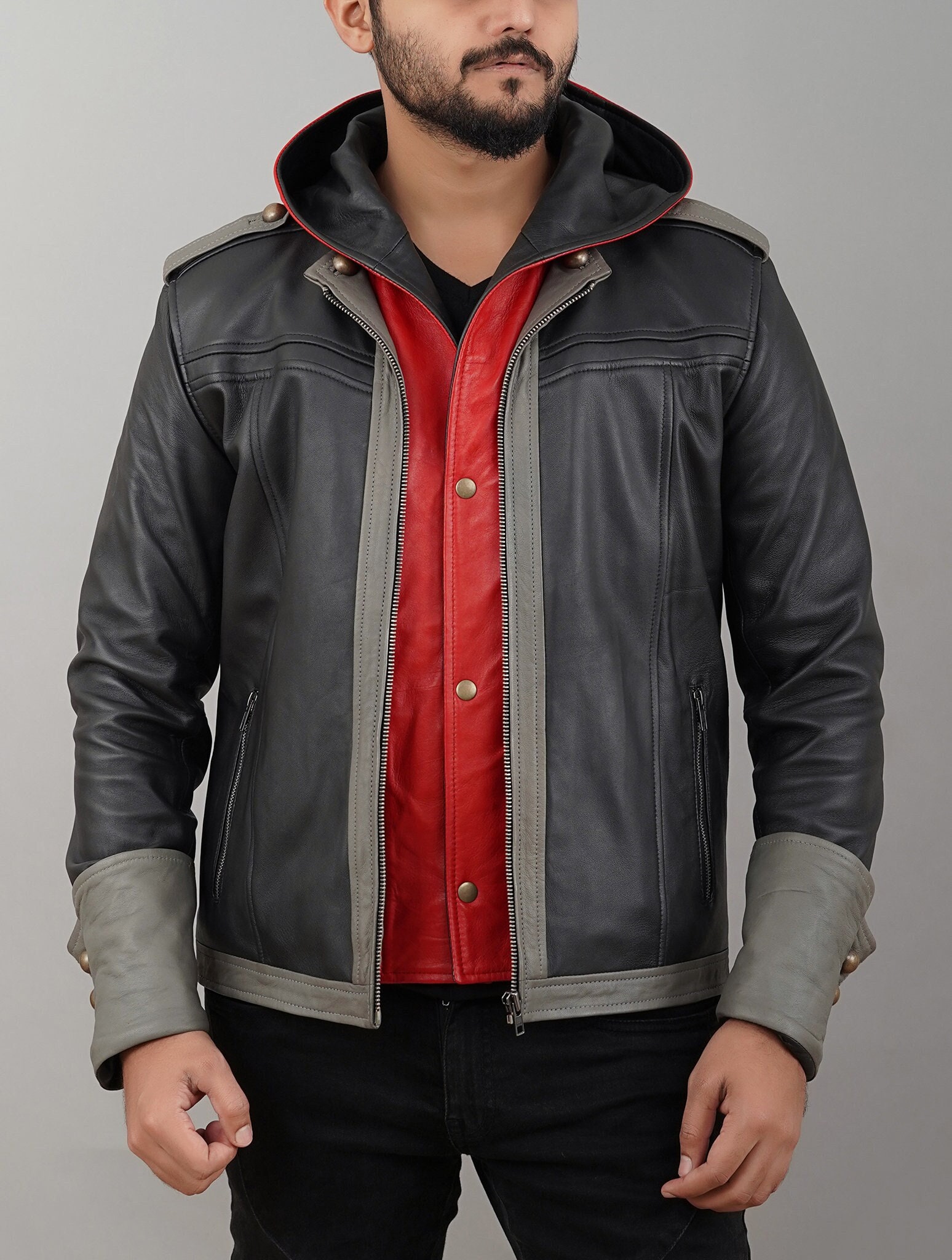 Game Inspired Kingdom 4 Cosplay Hooded Leather Jacket – Fanzilla