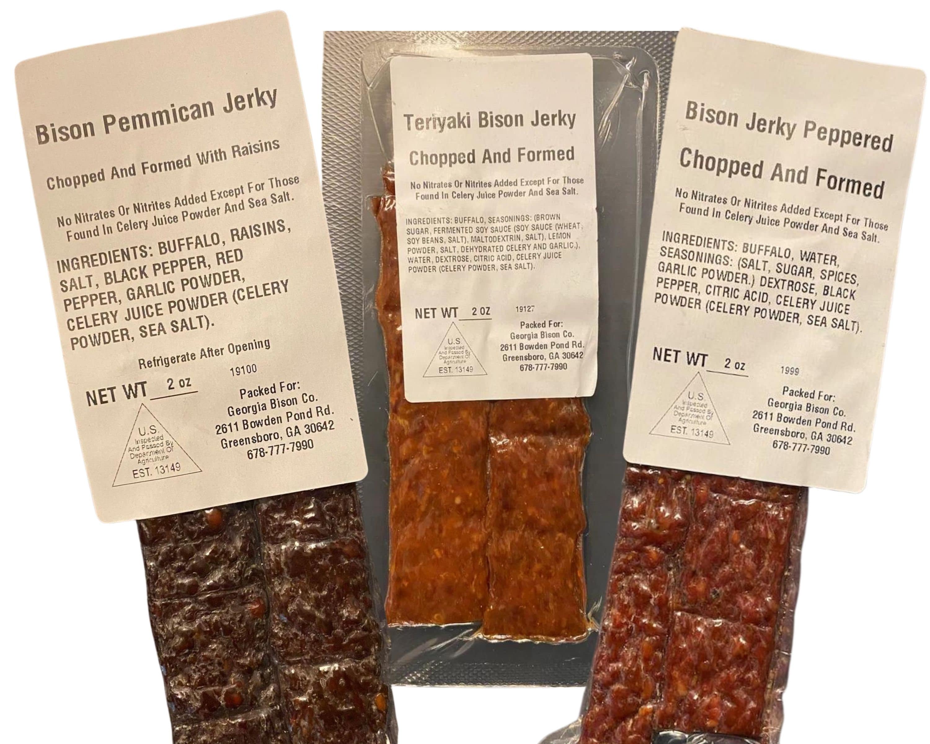 Grass Fed Bison Jerky Pemmican Peppered Teriyaki Flavored Etsy