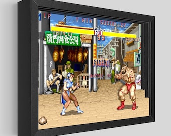 Street Fighter Shadowbox Art - Chun-Li vs. Zangief