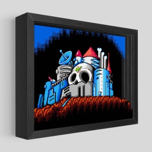 Mega Man 2 - Dr. Wily&#39;s Castle Shadowbox Art