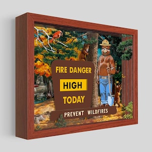 Smokey Bear Sign Shadowbox Art