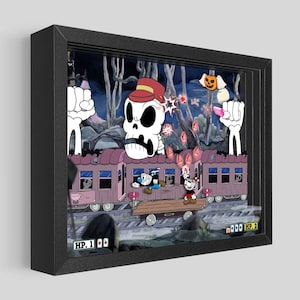 Cuphead Phantom Express Shadowbox Art