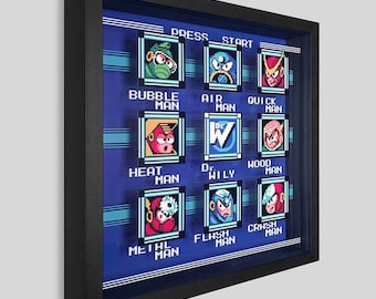 Mega Man 2 Bosses Shadowbox Art