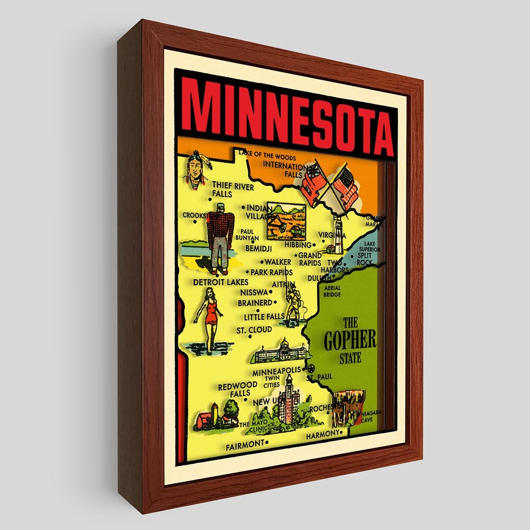 Minnesota Shadow Box Minnesota Shadowbox Art - Etsy