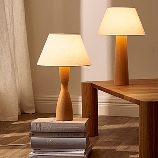 Lampe de table en bois (Lot de 2), lampe de table naturelle, lampe de chevet, lampe de chevet, lampe de table moderne, lampe décorative, cadeau de pendaison de crémaillère