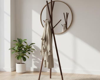 Red Dot Award Wooden Coat Rack, standing coat rack, modern coat rack, wooden clothes stand, entryway coat stand, minimalist coat rack