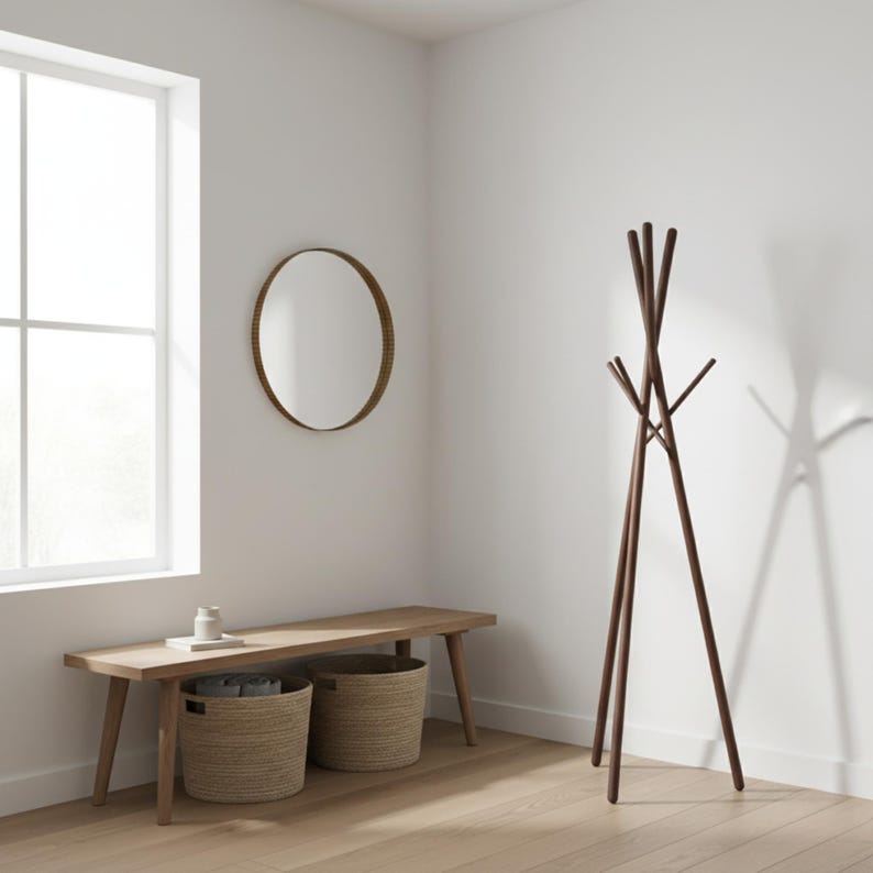Red Dot Award Wooden Coat Rack, standing coat rack, modern coat rack, wooden clothes stand, entryway coat stand, minimalist coat rack image 12