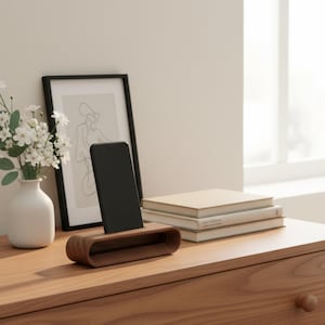 Cell Phone Wood Stand, Natural Sound Amplifier, Personalized Cell Phone Holder, Desk Phone Stand, iPhone stand, Smartphone Stand image 6