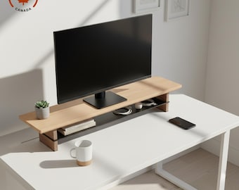 Ergonomic Wood Monitor Riser, Walnut Desk Organizer, Solid Wood Monitor Riser, Maple Wood, walnut riser, monitor stand wood