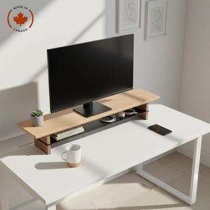 Ergonomic Wood Monitor Riser, Walnut Desk Organizer, Solid Wood Monitor Riser, Maple Wood, walnut riser, monitor stand wood image 3