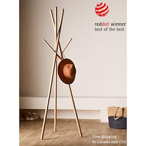 Wooden Coat Rack - Red Dot Design Award Winner (Best of the Best), Decorative Coatrack, Unique Coatrack, Clothe Rack Stand, Garment Rack