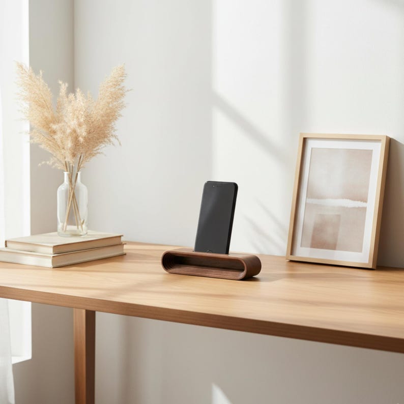 Cell Phone Wood Stand, Natural Sound Amplifier, Personalized Cell Phone Holder, Desk Phone Stand, iPhone stand, Smartphone Stand image 9