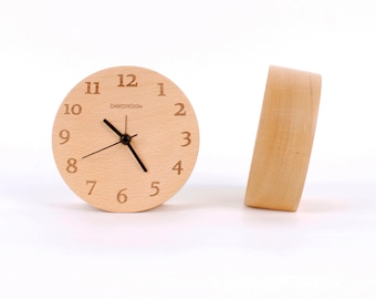 Customized Table Clock, Minimalist Clock, Decorative Clock, Small Wooden Clock, Wooden Modern Clock, Silent Desk Clock, Battery Operated