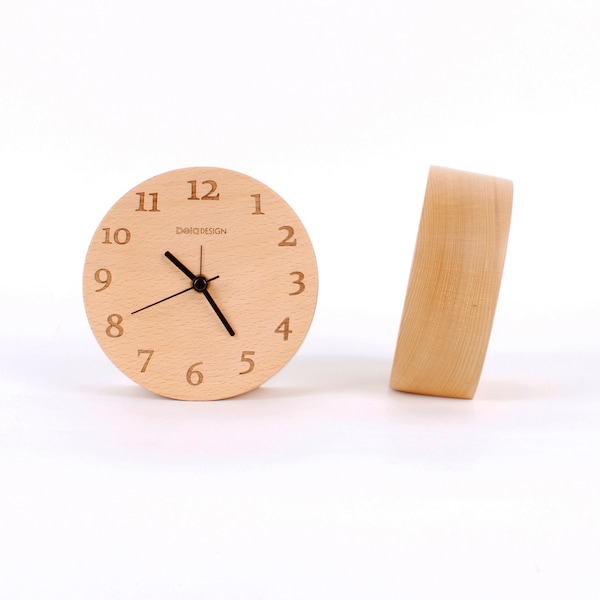 Customized Table Clock, Minimalist Clock, Decorative Clock, Small Wooden Clock, Wooden Modern Clock, Silent Desk Clock, Battery Operated