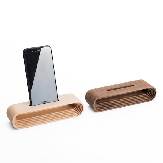 Minimalist Wood Phone Stand With Amplifier Speaker, Wood Docking Station,  Apple Dock, iPhone Holder, Portable Phone Stand, Personalized Gift 
